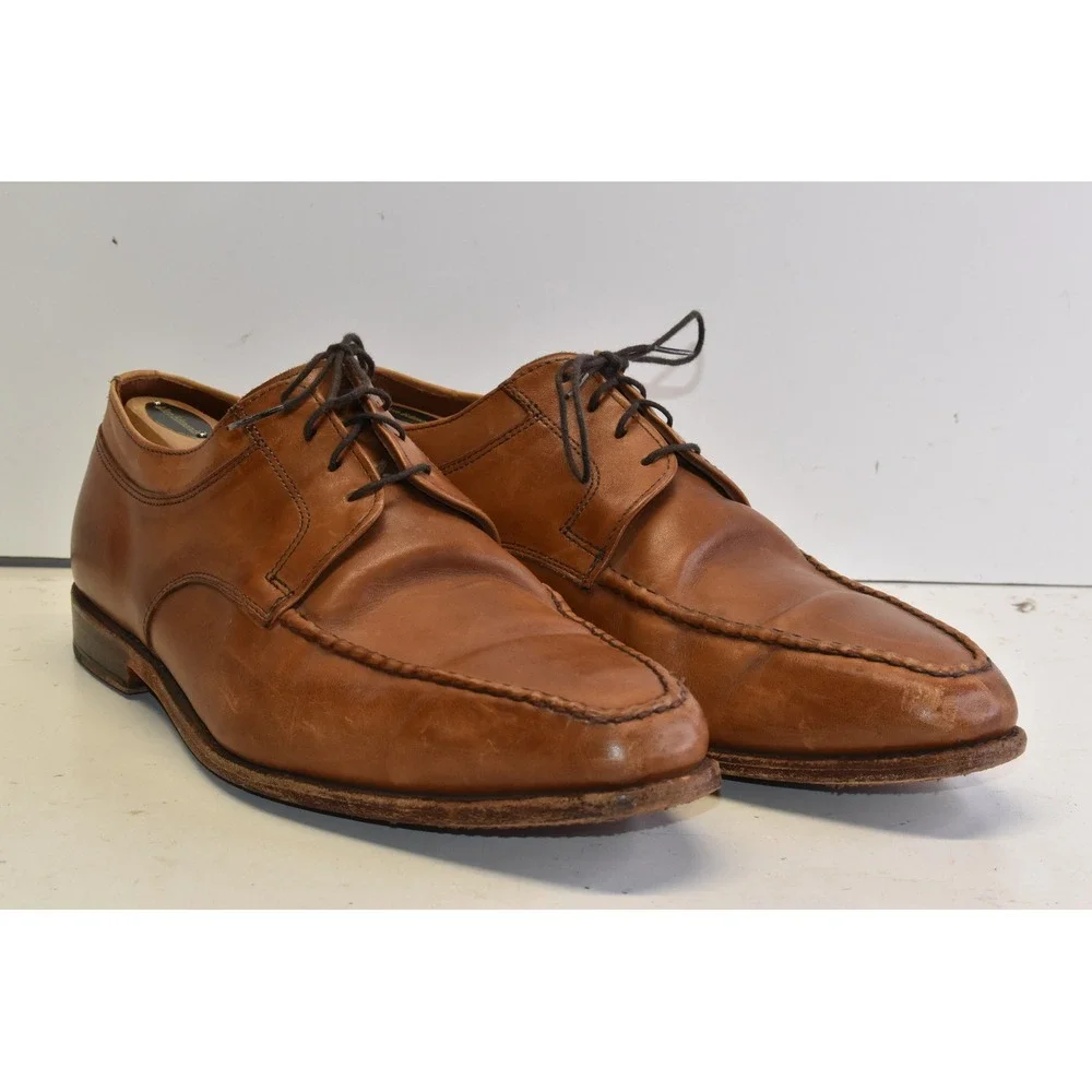 Allen Edmonds Charleston Derby Oxford Shoes Tan Mens 9.5 E Split Toe Leather